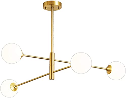 Chandelier moderne or 8 branches lustre de plafond industriel et rustique