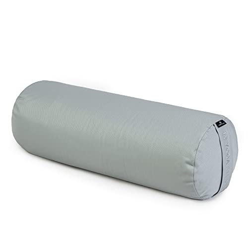 Yoga Studio Yoga Bolster | European Organic Buckwheat | (GOTS Certified) | with Removable Washable Cover (Light Grey)