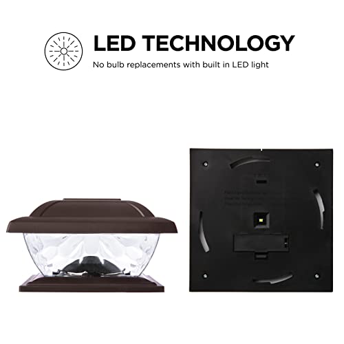 Home Zone Living Solar Post Cap Lights - Decorative Led Outdoor Post Lights With Flat Base For 4-6 In. Posts, Bronze (2-Pack) #TOP3