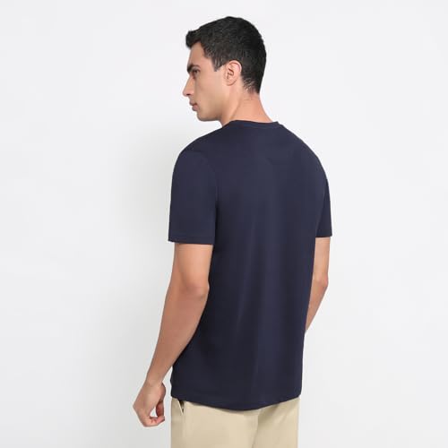 Image of Raymond Men Regular Fit Solid Pattern Pure Cotton Crew Neck Half Sleeve Casual T-Shirt