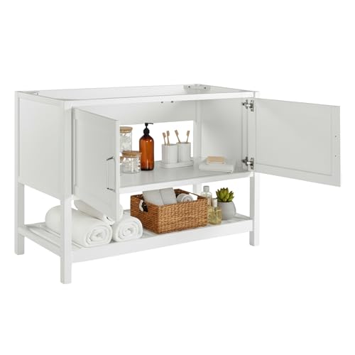 Image of Alaterre Furniture Bennet Bathroom Vanity Without Sink - 48 inch Freestanding Wood Vanity Cabinet with Soft-Close Shaker Doors - Wood Bathroom Sink Base Cabinet (White)