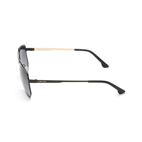 Image of Police Eyewear | Smoke Gradient Lens Hexagon Sunglass | Full Rim | Shiny Black-Shiny Light Gold Frame With 100% U.V. Protection | Men Sunglasses | Large Size | Splb36K61304Sg