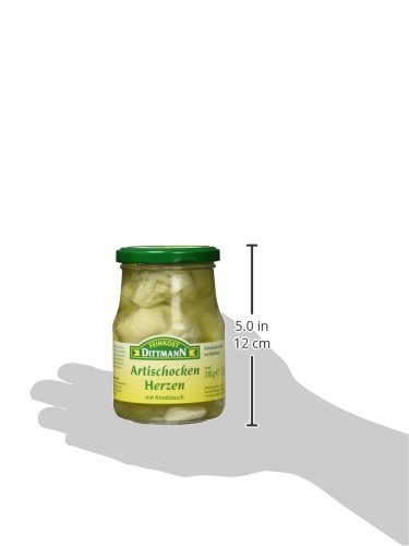Feinkost Dittmann Artischockenherzen mit Knoblauch – 330g Glas, 1er Pack – Mediterraner Genuss in Öl – Ideal für Vorspeisen, Salate & Tapas – Würzige Delikatesse