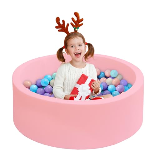Image of Baby Ball Pit for Toddlers, 35.4"x 11.8" Foam Ball Pit for Kids, Soft Round Ball Pool for Baby, Indoor and Outdoor Playpen, Ideal Gift for Children, Pink, (Balls not Included)