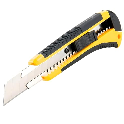 Image of CLAPONE Utility Knife - Retractable Box Cutter with 18mm Wide Sharp Blade | Smooth Auto-Lock Mechanism for Cutting Cartons, Cardboard & Boxes | Perfect for Office & Home Use (Multicolor Cutter)