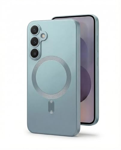 Image of amazon basics Premium Mag-Safe Case for Samsung Galaxy A57 5G | Shockproof & Anti-Scratch Cover | Soft Silicone with Wireless Charging | Camera Lens Guard - Blue