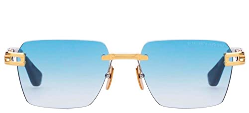 Dita META-EVO ONE DT DTS147 A-03 Yellow Gold/Artic Sky Swirl Metal Rimless Sunglasses Blue Gradient Lens2