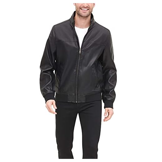 Tommy Hilfiger mens Smooth Lamb Touch Faux Leather Unfilled Bomber Windbreaker Jacket, Black, XX-Large US