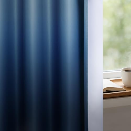 Image of SimpleHome Ombre Gradient Blue White to Gray Curtains for Bedroom,100Wx84L | Room Darkening Curtains,Light Blocking Thermal Insulated Grommet Window Curtains for Living Room,1 Panel,84 Inches Length
