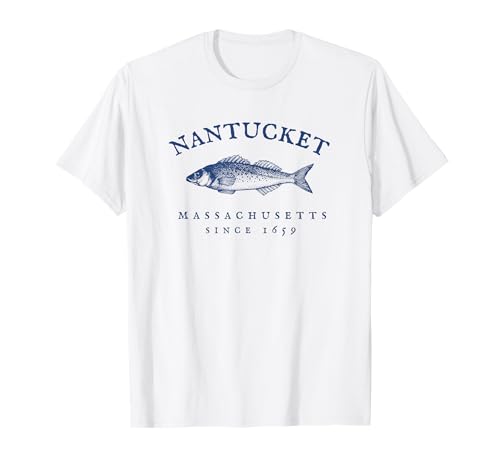 Retro nantucket massachusetts fishing t-shirt
