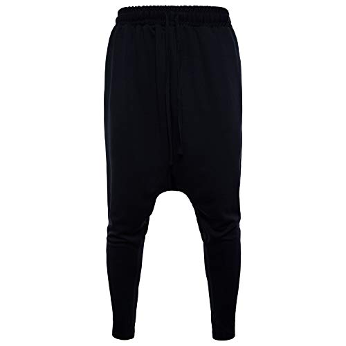 Elonglin Homme Sport De Jogging De Sport Pantalons Jogging Pantalon Chino Sarouel Cordon de Serrage Baggy Style Pants Noir Taille FR 58 (Asie XXL)