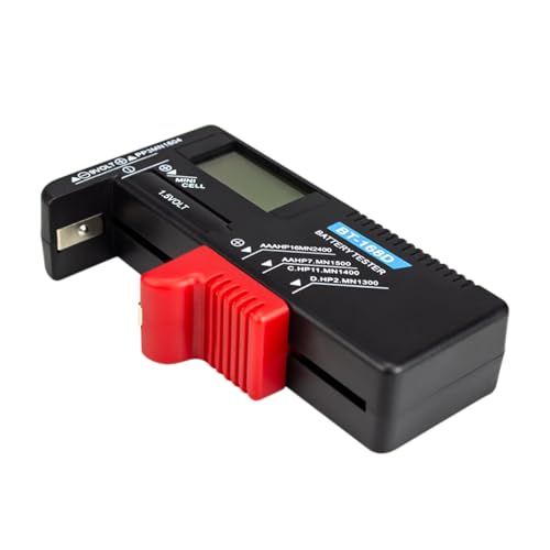 Homoyoyo Digital Battery Tester for 9v Aa AAA Batteries LCD Display for Household and Electronics Use Black Red Design