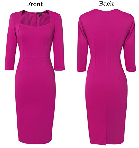 Image of VFSHOW Womens Vintage Square Neck Work Office Business Dress Elegant Casual Cocktail Party Church Bodycon Pencil Sheath Dress