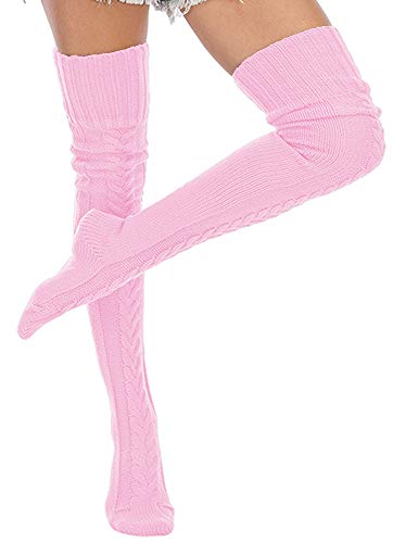 Image of Leoparts Women's Cable Knitted Thigh High Boot Socks Extra Long Winter Stockings Over Knee Leg Warmers