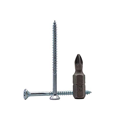 Lot de 100 vis à bois en acier zingué 3,0 x 45 mm, filetage partiel, tête fraisée Pozi-Drive (100, 3,0 x 45 mm)