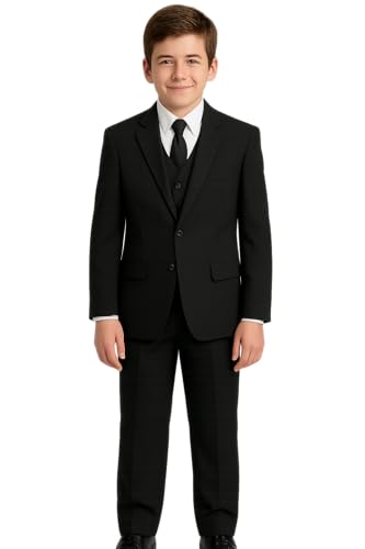 Avery Hill Boys Formal 5 Piece Suit with Shirt and Vest BK 6 Black