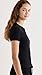Leset Women's Pointelle Short Sleeve Tee, Black, L