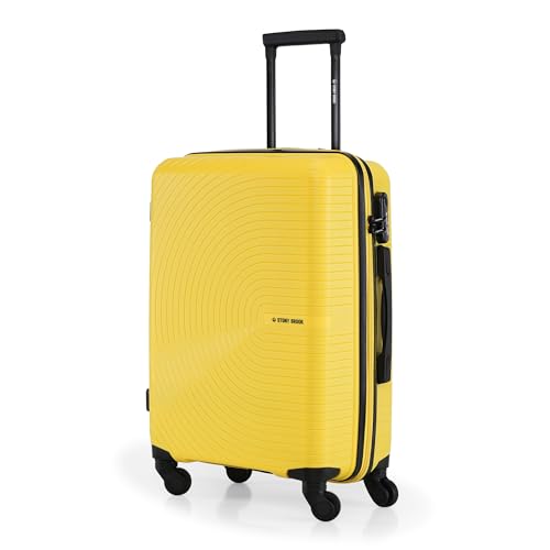 Image of Stony Brook by Nasher Miles Crescent Hard-Sided Polypropylene Cabin Luggage Yellow 20 Inch 55Cm Spinner Trolley Bag