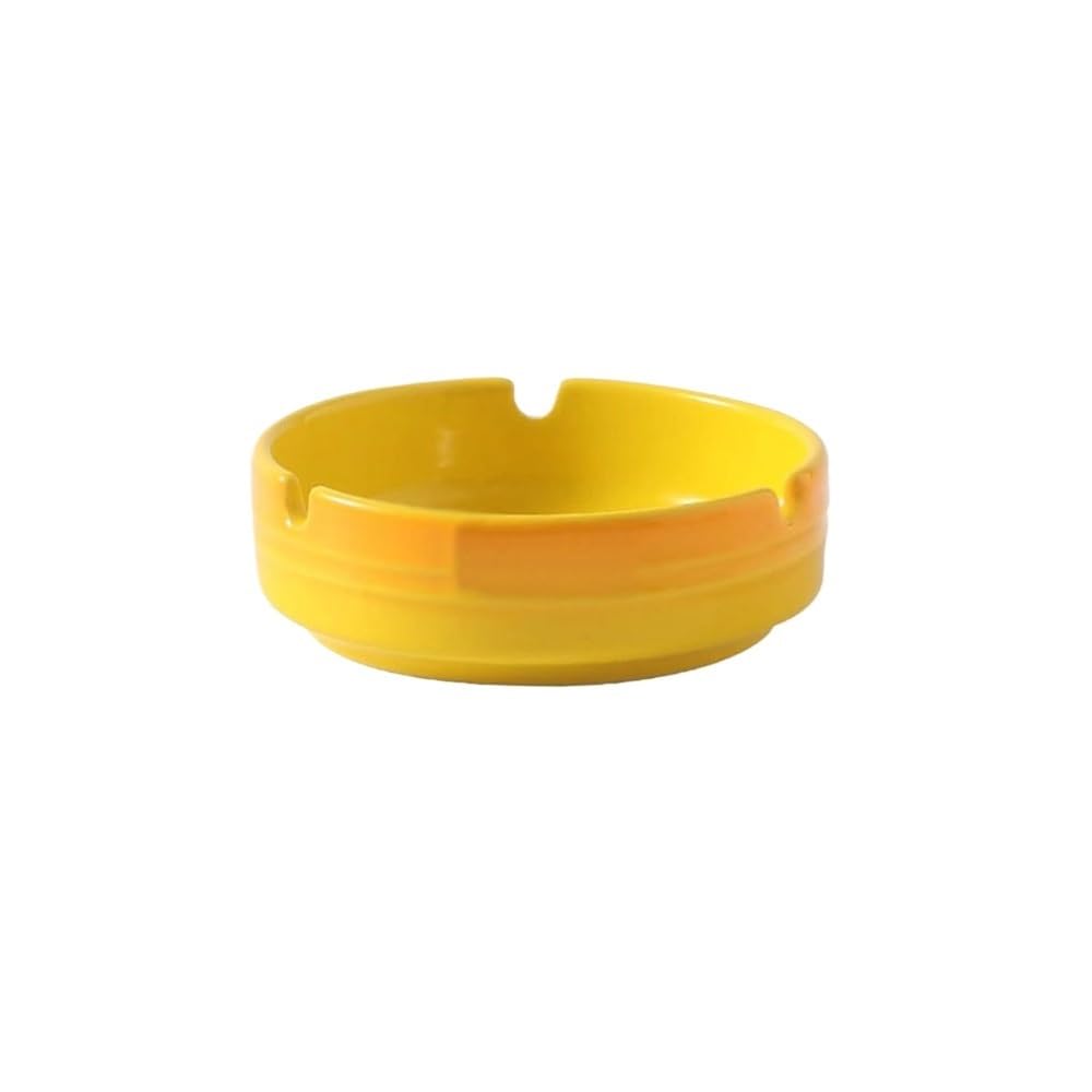 Indoor Decorative Round Ceramic Ashtray Desktop Indoor Or Outdoor for Homes Offices Restaurants Balcony Gardens Hotels for Desktop(Yellow)