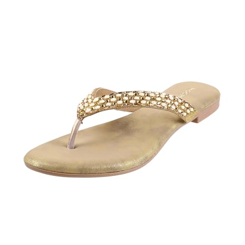 Image of Mochi Women Flat Beaded Ethnic Chappal