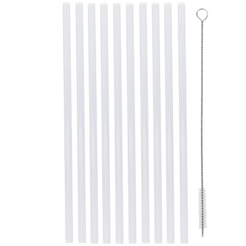 Sharplace Juego de 10 Pajitas Transparentes de Plástico Duro Reutilizables con 1 Cepillo Limpiador de Pajitas para Fiesta en Casa, Baby Shower, Boda, Vasos, Taz