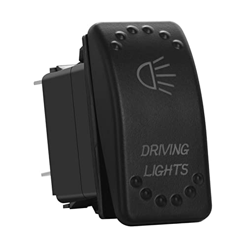Image of Green Backlit Rocker Switch 5 Pin ON-Off Laser Etched Button Switch with Wires for Car Marine Boat UTV 20A /12V 10A /24V (Driving Lights)