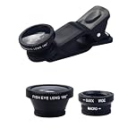 3 and 1 Phone Lens Kit - Phone Camera Lens Clip Attachments - 180° Fisheye / 0.67X Wide-Angle / 10X Macro For Most Smartphones