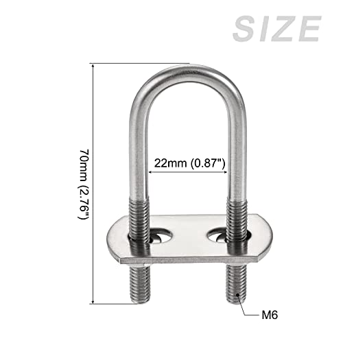 Image of METALLIXITY U Bolts 4 Sets (M6x22x70mm), Round U Bolt 304 Stainless Steel with Accessories - for Construction, Pipe