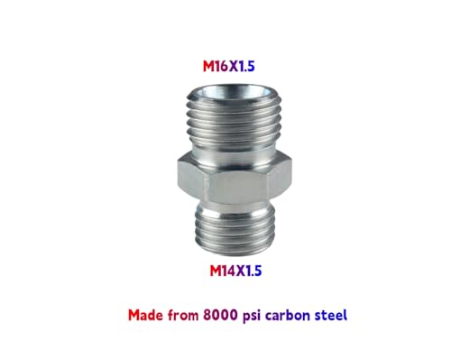 Image of DEWHEL 4PCS M14 To M16 Carbon Steel Hydraulic Hose Pipe Thread Connector Compatible with Mini Excavator AGT、FF Industries、VICSEC、Miva、Machpro、TPM
