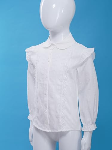 YiZYiF Girls' Long Sleeve Button Down Shirt Cotton Oxford Blouse Tops Kids School Uniform Ruffle Dress Shirts2
