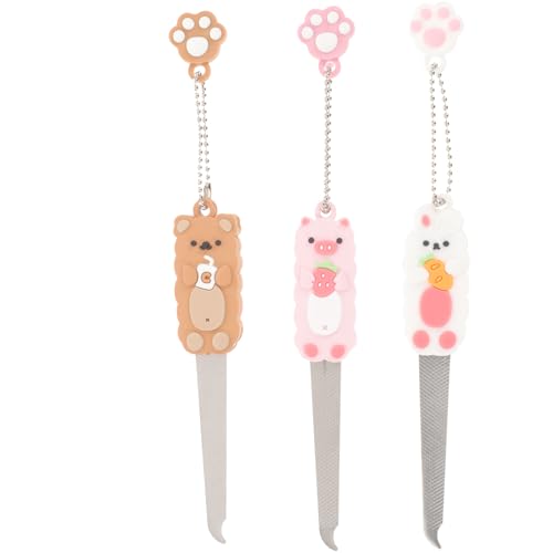 Beatifufu ユニークな漫画の爪やすり3個、女性用マニ 用爪やすり、ポータブル爪切りツール、サロン用品、ランダムスタイル