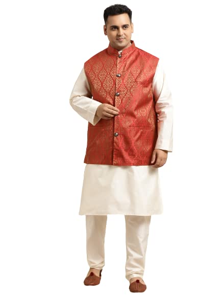 Image of SOJANYA (Since 1958, Men's Silk Blend Grey Kurta Pyjama & Silk Blend Jacket Combo