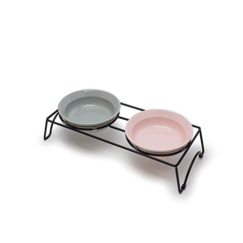 TAMAKI ペット用食器 アペティ 犬用丸 S ダブルセット グレー&ピンク 直径30×奥行13×高さ7cm 230ml 電子レンジ・食洗器対応 T-922033