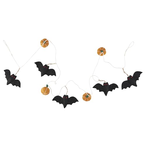 Image of Primitives by Kathy Halloween Felt Bats and Pumpkins Garland - 72 inch Seasonal Home Decor