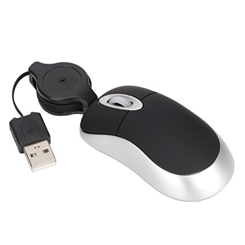 ANGGREK Mini Ratón Portátil de Viaje con Cable Brillante y Cable Retráctil de 68 Cm para Ordenador Portátil, Niños y Estudiantes