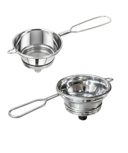 Image of MARU Steel Strainer /Chai Channi Set (Large & Medium), Easy Pouring Funnel for Narrow Bottles, Threaded Design for Easy Cleaning, Fine Net Filter for Tea, Coffee, Milk, Juice, Oil & Liquids