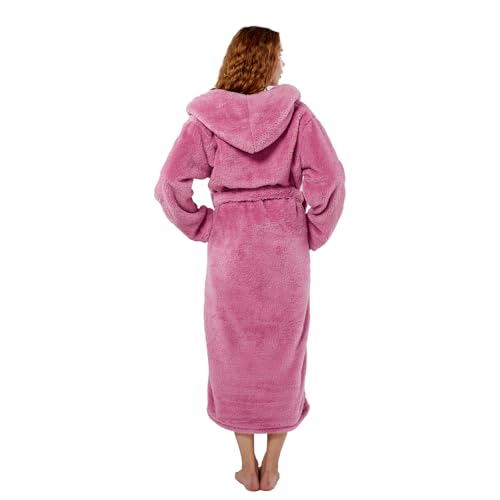 Womens Robe with Hood Super Warm Winter Plush Fleece Soft Bathrobes for Women Full Length2