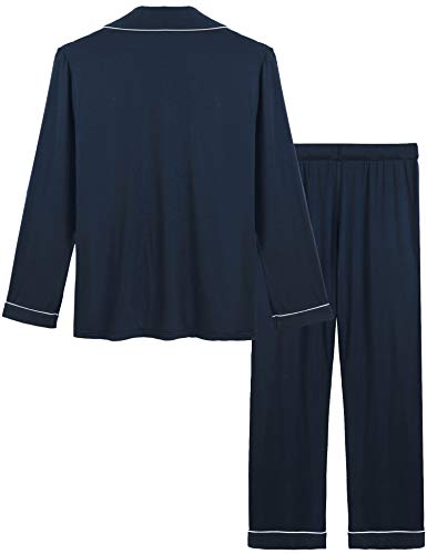 Image of Joyaria Women's Cooling Bamboo Viscose Pajama Set Long Sleeve Button Front | Hot Sleeper Comfort . Cooling Relief . Lightweight Feel for Sleeping & Lounging