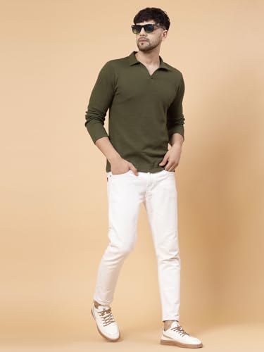 Image of Rigo Printed Casual T-Shirts for Men | Waffle Knit Solid T-Shirt for Men | Full Sleeves T-Shirts for Men