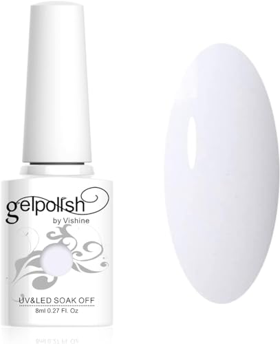 Vishine Vernis à ongles 8ml Semi-permanent GelPolish Soak-off UV LED Manucure Vernis Gels Blanc #1433