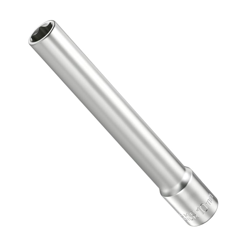 6 Point Deep Socket, 3/8" Drive Extra Long Socket Tool for Auto Home Repair - 10mm 120mm Length CR-V Steel