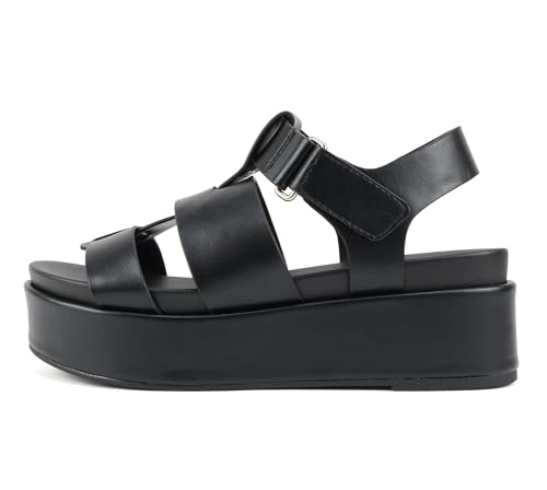 Soda “Amenda” ~ Women Round Toe Fisherman Platform Low Heel Wedge Sandal with Adjustable Ankle Strap - Main Image