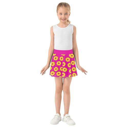 Girls Skorts with Built-in Shorts Doughnut Flowy Pleated Skirt for Kids with Pockets L4