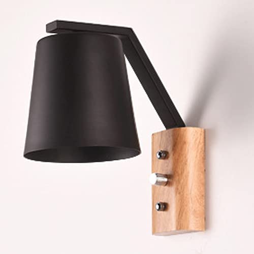 Applique murale E27 en bois noir et verre pour couloir et chevet