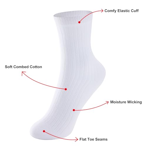 UMELOK Kids Athletic Socks Cotton Crew Socks for Boys and Girls with Stripes and Flower 4 Pairs3