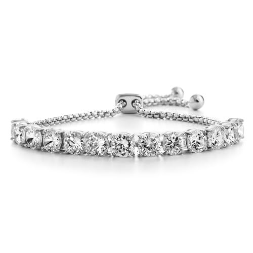 Devin Rose 8 Cttw Cubic Zirconia Adjustable Bolo Bracelet for Women 4mm - 6mm