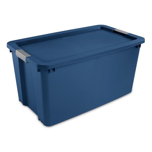 Extra Large Storage Bins 45 Gallon, Heavy Duty Plastic Storage Containers with Latching Lid & 4 Wheels, Large Rolling Tote for Garage, Home Organization, Moving Supplies (Blue)