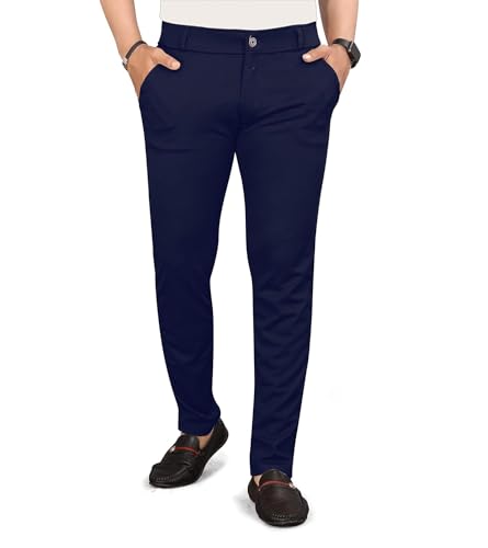 Men's Lycrablend Soild Slim Fit Casual Trouser Pant - Image 5