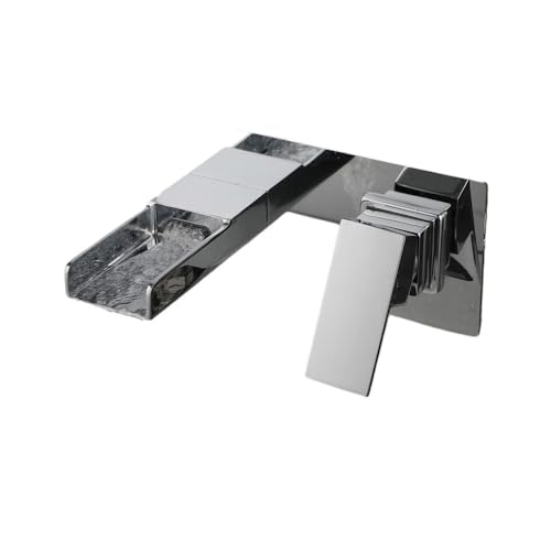 Grifo de lavabo empotrado negro mate con válvula de caja integrada monomando de cascada para baño