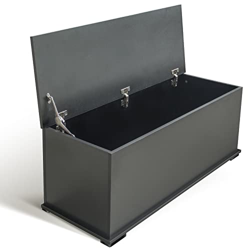 Nicemoods 40" Storage Chest Trunk Modern Wood Chest Kids Toy Box Organizer With Lift Top And 2 Safety Hinges Sturdy And Large Storage Trunk For Any Playroom, Stool Entryway Bedroom Living Room Black #TOP24